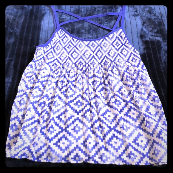 Western‎ Desert Revival Print Sheer Top Blue Princess Vera Wang M - Picture 2 of 7